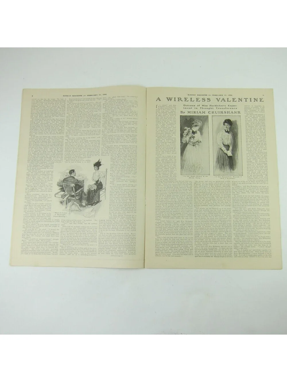 Sunday Record Herald Magazine Woman Reads Valentine Red Flowers Antique 1906